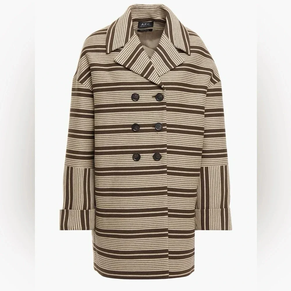 A.P.C. Double breasted tweed stripe fall jacket coat button blazer